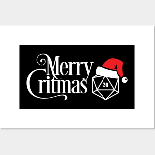 Merry Critmas Santa Hat D20 Posters and Art